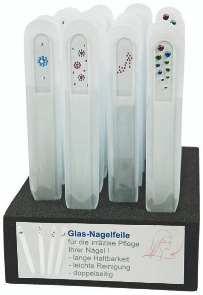 Display Glasfeile mit Kristall-Steinen, 20 Stk.
